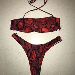 Brand new zaful snake skin bandeau high cut bikini